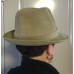 Vintage RESISTOL Suede FEDORA HAT #F77 with Feathers  7 1/8 Taupe + HatBox   eb-04476618